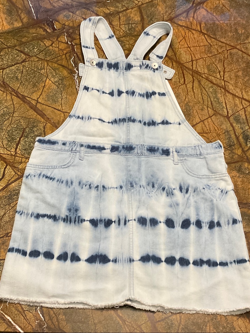 Place Girls Blue Tie-Dye Denim Overall Skirt